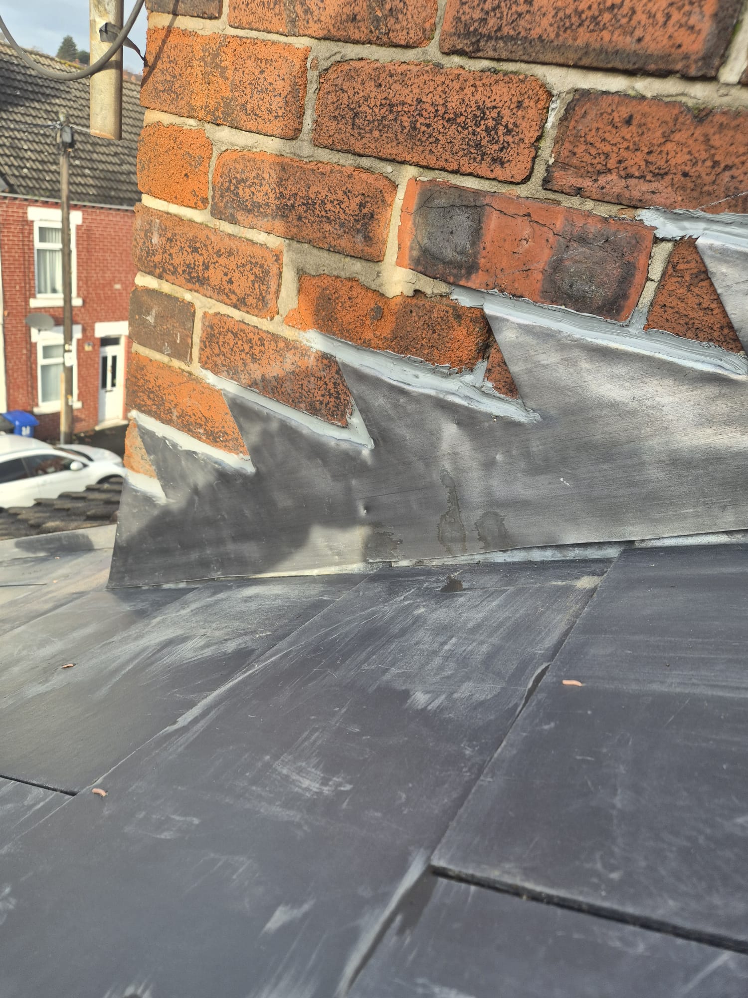 Lead work round chimney in Yorkshire